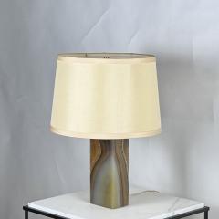 Chic Veined Onyx Table or Desk Lamp with Custom Silk Shade and Diffuser - 4253097