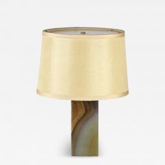 Chic Veined Onyx Table or Desk Lamp with Custom Silk Shade and Diffuser - 4256329
