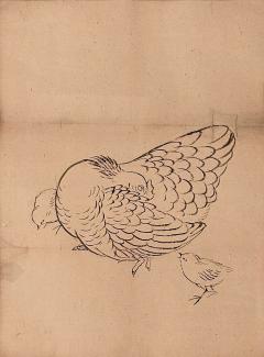 Chicken and Chick Japan circa 1850 - 3700841