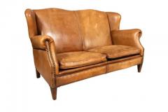Child Size Brown Leather Sofa - 4138491