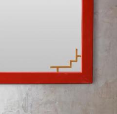 China Red Mirror With Brass Details From The 1970s Lacquered Series - 3639092