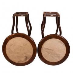 Chinese 1890s Hong Mu and Marble Round Tables a Pair - 1818392