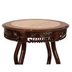 Chinese 1890s Hong Mu and Marble Round Tables a Pair - 1818395