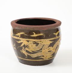 Chinese Art Deco Carved Glazed Dragon Jardiniere - 4588319