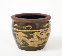 Chinese Art Deco Carved Glazed Dragon Jardiniere - 4588321