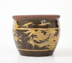 Chinese Art Deco Carved Glazed Dragon Jardiniere - 4588327