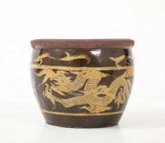 Chinese Art Deco Carved Glazed Dragon Jardiniere - 4588328