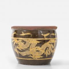 Chinese Art Deco Carved Glazed Dragon Jardiniere - 4589023