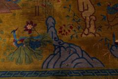 Chinese Art Deco Handmade Wool Rug in Blue Gold Green and Purple - 2457003