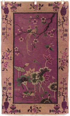Chinese Art Deco Purple and Gold Wool Rug - 4709571