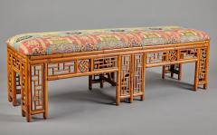 Chinese Bamboo Upholstered Bench - 3852984