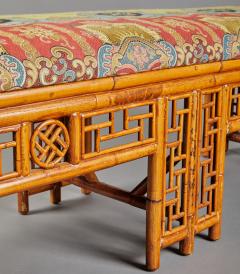 Chinese Bamboo Upholstered Bench - 3853022