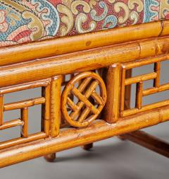 Chinese Bamboo Upholstered Bench - 3853057