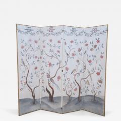 Chinese Beige and Flowering Tree Four Panel Screen - 2802077