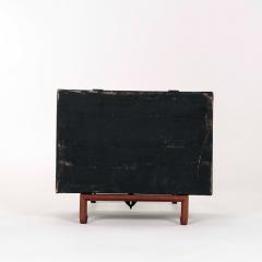 Chinese Black Leather Gilded Chest on Stand - 3943221