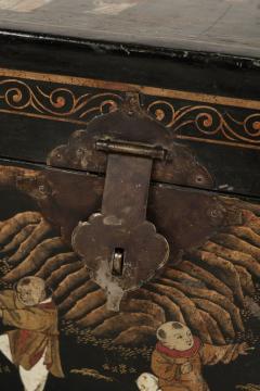 Chinese Black Leather Gilded Chest on Stand - 3943222