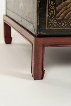 Chinese Black Leather Gilded Chest on Stand - 3943223