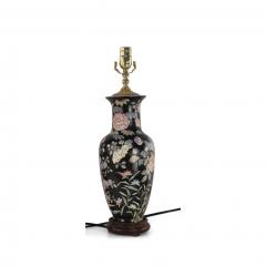 Chinese Black and Floral Motif Table Lamp - 4729315
