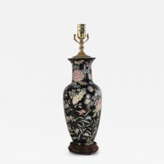 Chinese Black and Floral Motif Table Lamp - 4729332