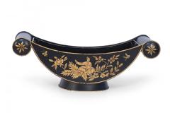 Chinese Black and Gold Tole Scroll Handle Vessels - 4520478