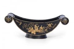 Chinese Black and Gold Tole Scroll Handle Vessels - 4520482
