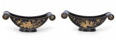 Chinese Black and Gold Tole Scroll Handle Vessels - 4529317