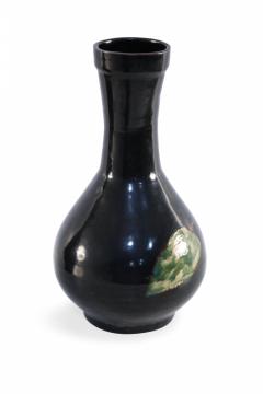 Chinese Black and Green Leaf Glazed Porcelain Globular Vase - 4520451