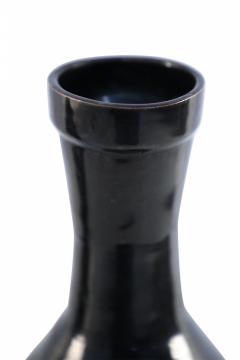 Chinese Black and Green Leaf Glazed Porcelain Globular Vase - 4520454