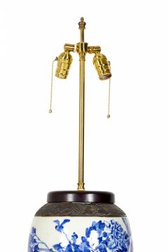 Chinese Blue And White Rooster And Florals Design Porcelain Vase Table Lamp - 3170952