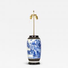 Chinese Blue And White Rooster And Florals Design Porcelain Vase Table Lamp - 3179301