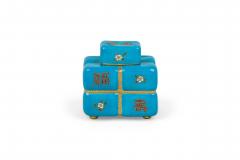 Chinese Blue Floral Cubical Urn - 4671912
