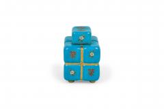 Chinese Blue Floral Cubical Urn - 4671913