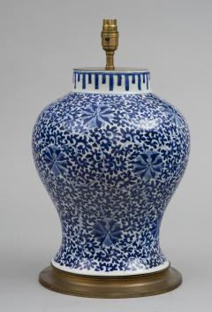 Chinese Blue White Porcelain Vase Lamp Circa 1880 - 1619271