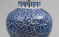 Chinese Blue White Porcelain Vase Lamp Circa 1880 - 1619273