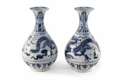 Chinese Blue and White Dragon Motif Jade Pot Spring Bottle Porcelain Vases - 4408310