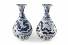 Chinese Blue and White Dragon Motif Jade Pot Spring Bottle Porcelain Vases - 4408314
