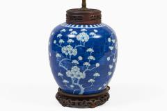 Chinese Blue and White Porcelain Prunus Ginger Jar Lamp - 4686223