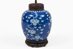 Chinese Blue and White Porcelain Prunus Ginger Jar Lamp - 4686225