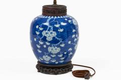 Chinese Blue and White Porcelain Prunus Ginger Jar Lamp - 4686227