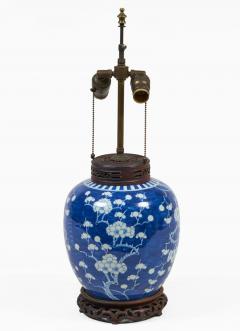 Chinese Blue and White Porcelain Prunus Ginger Jar Lamp - 4686228