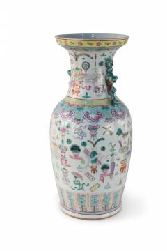 Chinese Bogu Pattern Tiger Handled Porcelain Vase - 4201143
