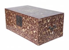 Chinese Burgundy and Gold Vine Design Painted Decorative Box - 4660955