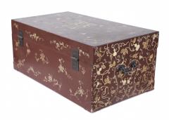 Chinese Burgundy and Gold Vine Design Painted Decorative Box - 4660959