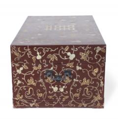 Chinese Burgundy and Gold Vine Design Painted Decorative Box - 4660960