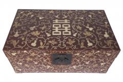 Chinese Burgundy and Gold Vine Design Painted Decorative Box - 4660962
