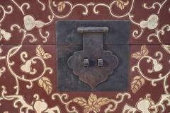 Chinese Burgundy and Gold Vine Design Painted Decorative Box - 4660963