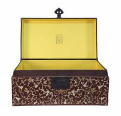 Chinese Burgundy and Gold Vine Design Painted Decorative Box - 4660964