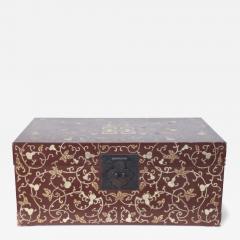 Chinese Burgundy and Gold Vine Design Painted Decorative Box - 4692371
