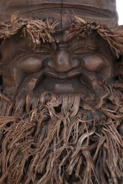 Chinese Carved Bamboo Root Face Wall Hanging - 4519916