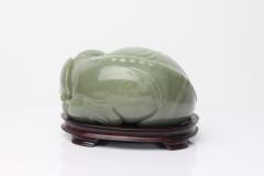 Chinese Carved Jade Elephant with its Head Turned Caressing its Tail China - 4417926
